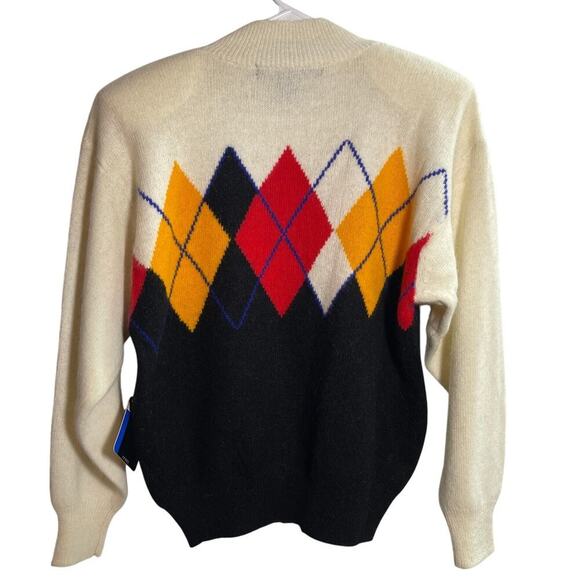 Vintage I.B. Diffusion Sport Deadstock Argyle Lambswool Blend Sweater Women's M - Picture 2 of 3